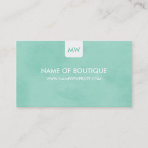 Simple Mint Chic Boutique Monogram Social Media Business Card