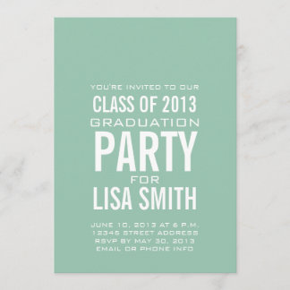 SIMPLE MINT GREEN CLASS OF 2013 PARTY INVITATION