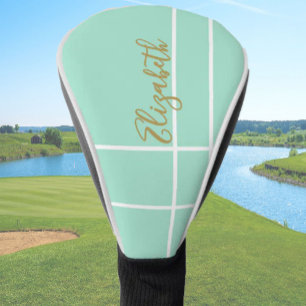 Simple mint green minimalist custom name ladies  golf head cover