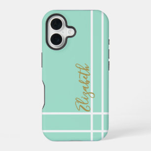 Simple mint green minimalist custom name ladies  iPhone 16 case