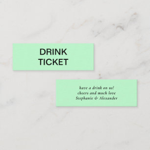 Simple Mint Green Newlywed Wedding Drink Ticket