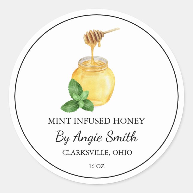 Simple Mint Infused Honey Label (Front)
