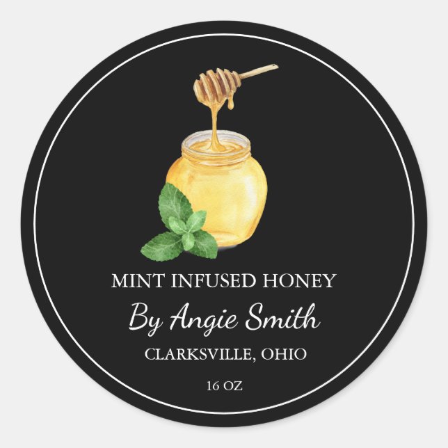 Simple Mint Infused Honey Label (Front)