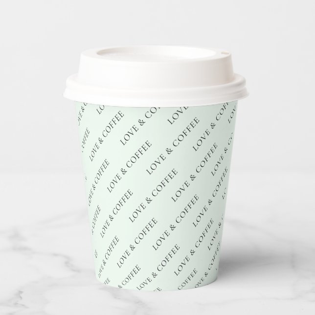 Simple Mint Minimal Custom Text Pattern Paper Cups (Front)