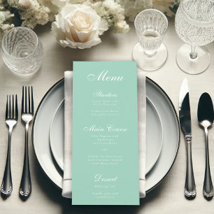 Simple Mint White Script Elegant Calligraphy Green Menu