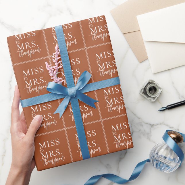 Simple Miss to Mrs Terracotta Bridal Shower Wrapping Paper (Gifting)