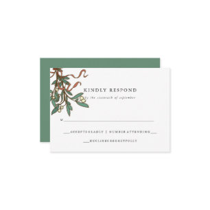 Simple Mistletoe Holiday Wedding RSVP Card