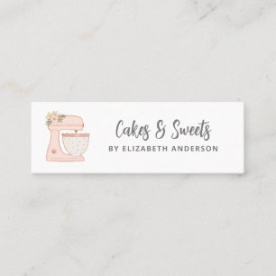 Simple Mixer Floral Cake Bakery Business Card