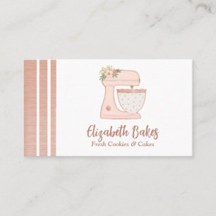 Simple Mixer Floral Cake Bakery Business Card