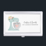 Simple Mixer Floral Cake Bakery Business Card Case<br><div class="desc">A cute blue cake mixer with flowers decorates this bakery business card case. Personalise it with your name and business information. A great place for storing your business cards. Designed for you by Blackberry Boulevard.</div>