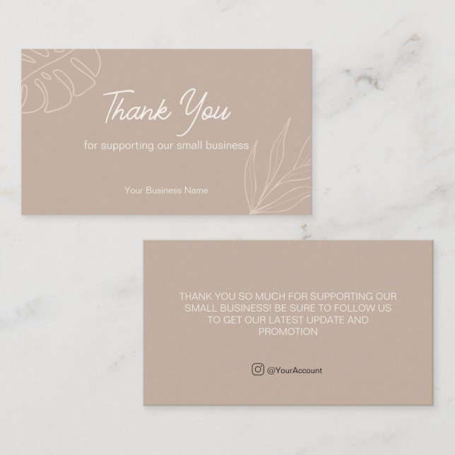 Simple Mocca Thank You for Purchase Card (Front/Back)