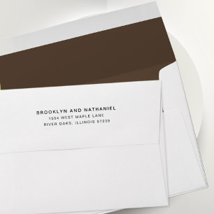 Simple Mocha Brown Return Address Lined Envelope