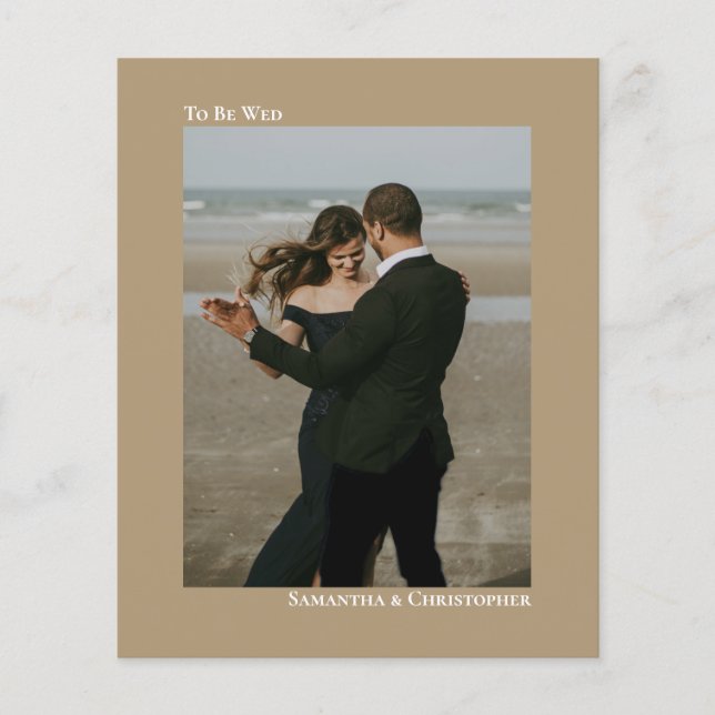 Simple Mocha Tan BUDGET Wedding Photo Invitation (Front)