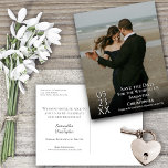 Simple Mod Photo Overlay Wedding Save the Date Postcard<br><div class="desc">This simple postcard is the perfect way to let your friends and family know about your upcoming wedding. Features a modern minimalist design with is artsy,  modern,  and elegant including your full frame photo with white text containing all of the vital information in a contemporary layout.</div>