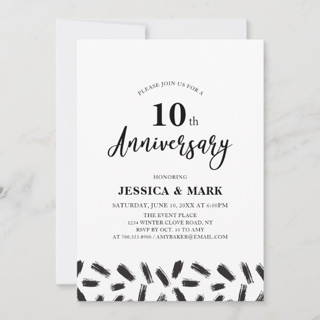 Simple Modern 10th Wedding Anniversary Invitation (Front)