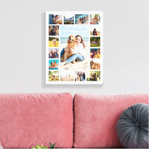 Simple Modern 17 Photo Collage Canvas Print