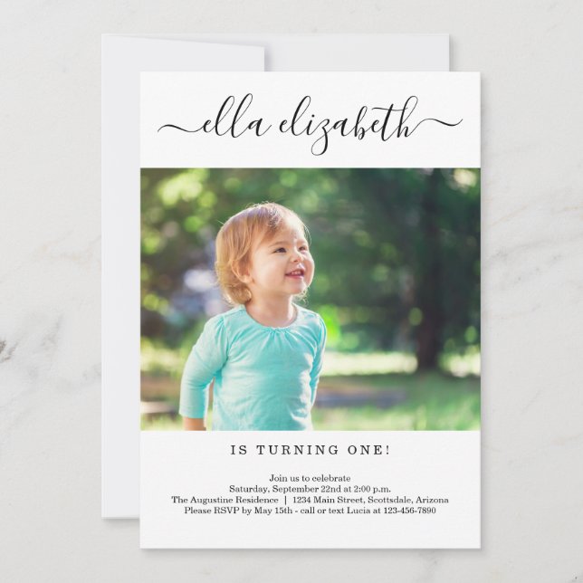 Simple Modern 1st Birthday Party Invitation (Front)