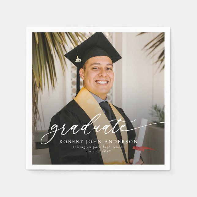 Simple Modern 2026 Photo Graduation Napkin (Front)