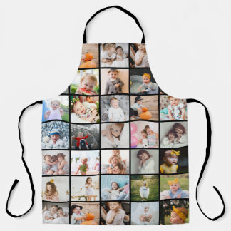 Simple Modern 29-Photo Collage Large Apron