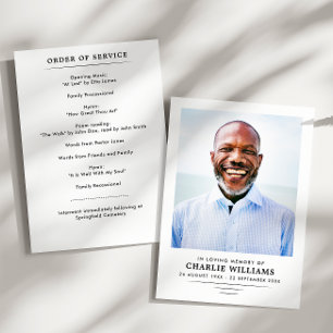 Simple Modern 2-Page Photo Funeral Program Programme