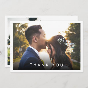 Simple Modern 2-Photo Custom Message Wedding Thank You Card