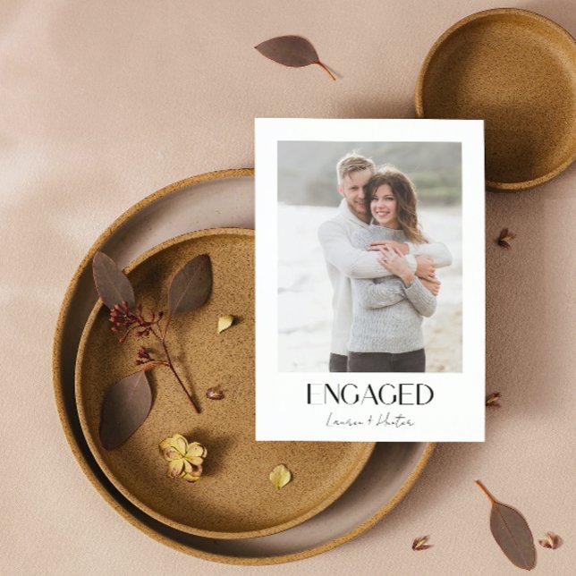 Simple Modern 2 Photo Script Engagement Party Announcement (Engaged & Excited! Join Us for the Party 🥂💍 [Personalize Here])