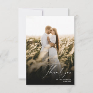 Simple Modern 2 Photo Wedding Thank You Card