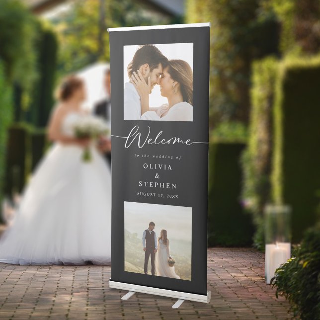 Simple Modern 2 Photo Wedding Welcome Retractable Banner (Creator Uploaded)