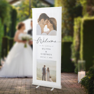 Simple Modern 2 Photo Wedding Welcome Retractable Banner