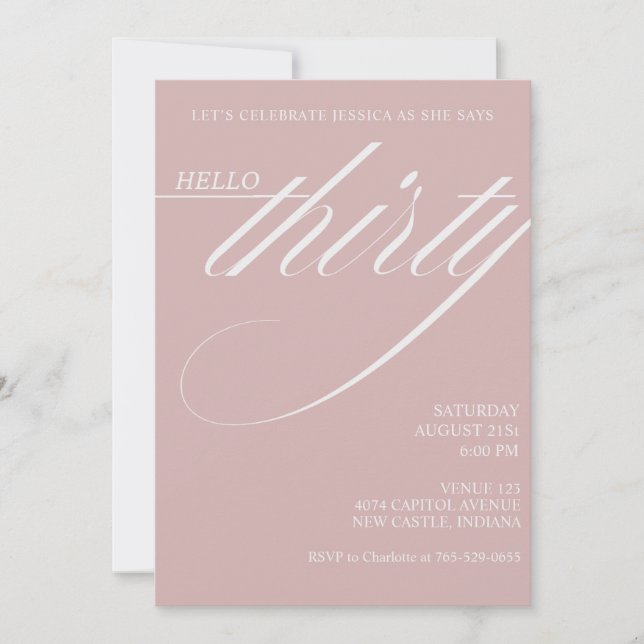 Simple Modern 30th Birthday Invitation (Front)