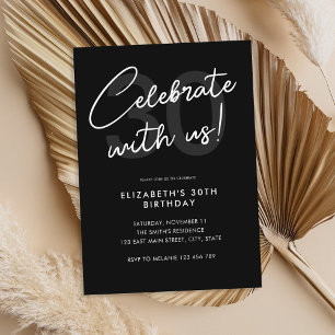 Simple Modern 30th Birthday Party Invitation