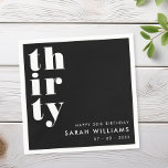 Simple Modern 30th Birthday Party Napkin<br><div class="desc">Simple elegant 30th birthday party napkins featuring bold typography and minimalist design.</div>