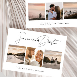simple modern 3 6 photo collage wedding save the date