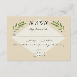 Simple Modern 3 Menu Choices RSVP Response Wedding
