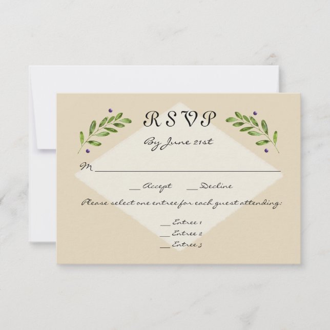 Simple Modern 3 Menu Choices RSVP Response Wedding (Front)