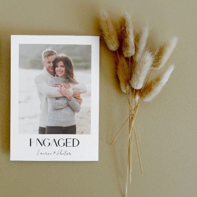 Simple Modern 3 Photo Script Engagement Party Announcement (Engaged & Excited! Join Us for the Party 🥂💍 [Personalize Here])