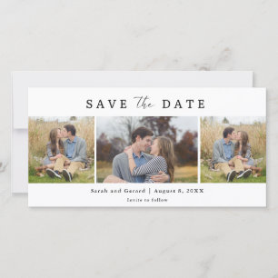 Simple Modern 3 Photo Wedding Save the Date