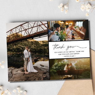 Simple Modern 3 Photo Wedding Thank You