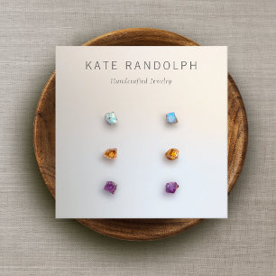 Simple Modern 3 Stud Earring Jewellery Display Square Business Card
