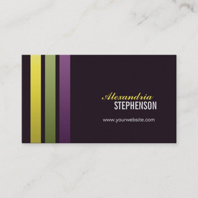 Simple Modern 3 Vertical Stripes Business Cards (Front)