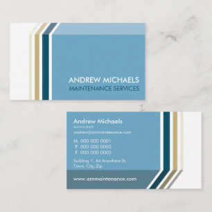 SIMPLE MODERN 3D STRIPE trendy masculine bold blue Business Card