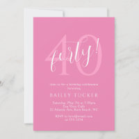 Simple Modern 40th Birthday Women's Pink