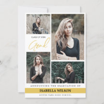 Simple Modern 4 Photo Collage White Graduation