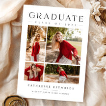 Simple Modern 4 Photos Graduation Announcement