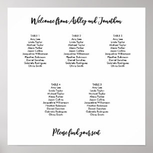 Simple Modern 5 Table Seating Chart