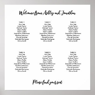 Simple Modern 6 Table Seating Chart