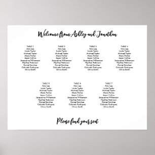 Simple Modern 7 Table Seating Chart