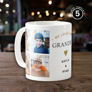 Simple Modern 8 Photo Collage We Love You Grandpa Coffee Mug
