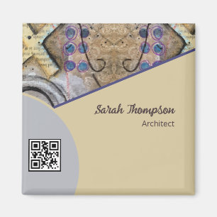 Simple Modern Abstract Accents QR Code or Logo Magnet