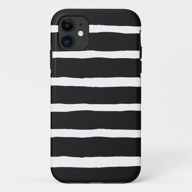 Simple modern abstract black and white stripes Case-Mate iPhone case (Back)